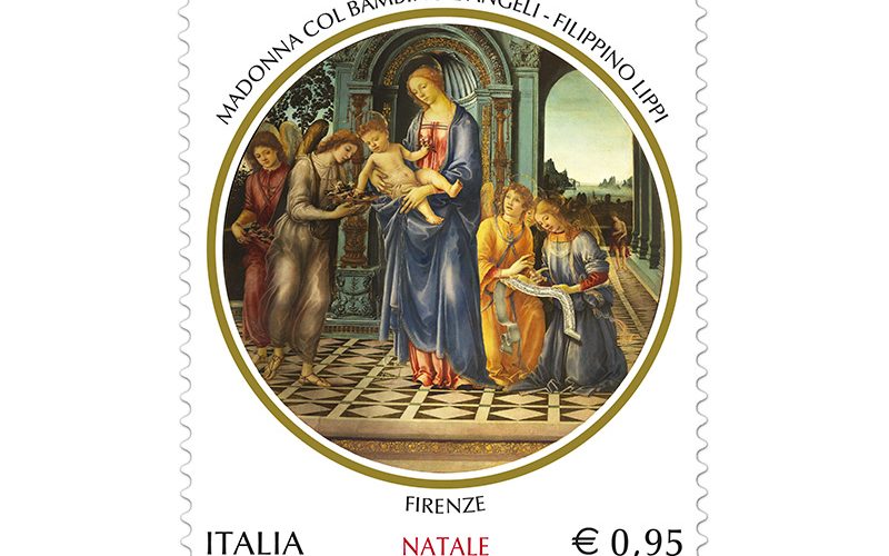 Il tondo di Filippino Lippi sul francobollo di Natale 2017 della Repubblica Italiana